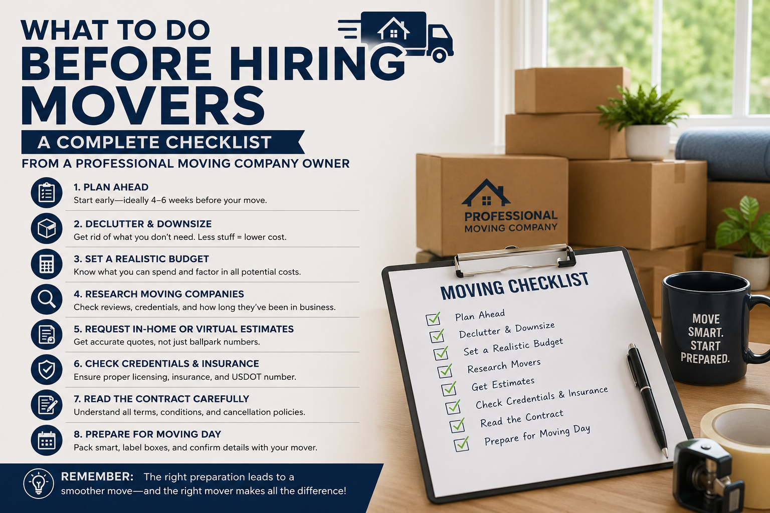 What to Do Before Hiring Movers. A Complete Checklist from a Professional Moving Company Owner